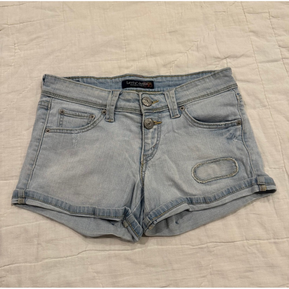 Vintage Levis Light Wash Denim Cut Off Jean Shorts Double Button Low Rise Y2K